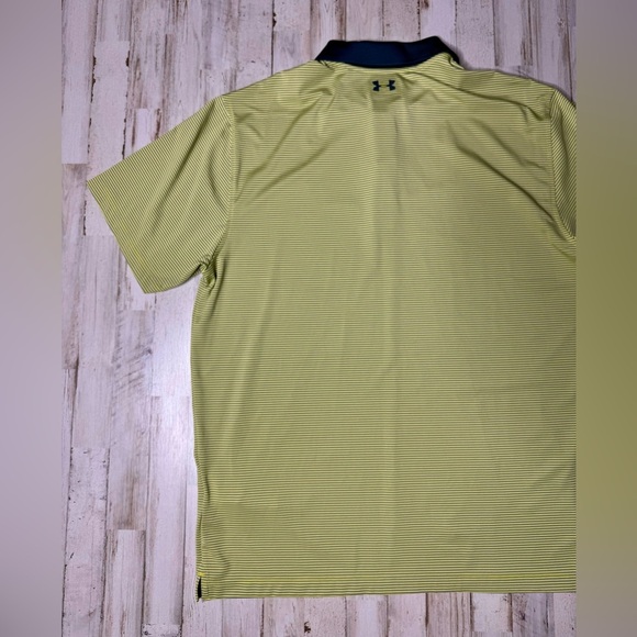 Under Armour Polo Shirt Mens Xl Green Stripe Graphic Performance Loose Heatgear - Picture 9 of 9